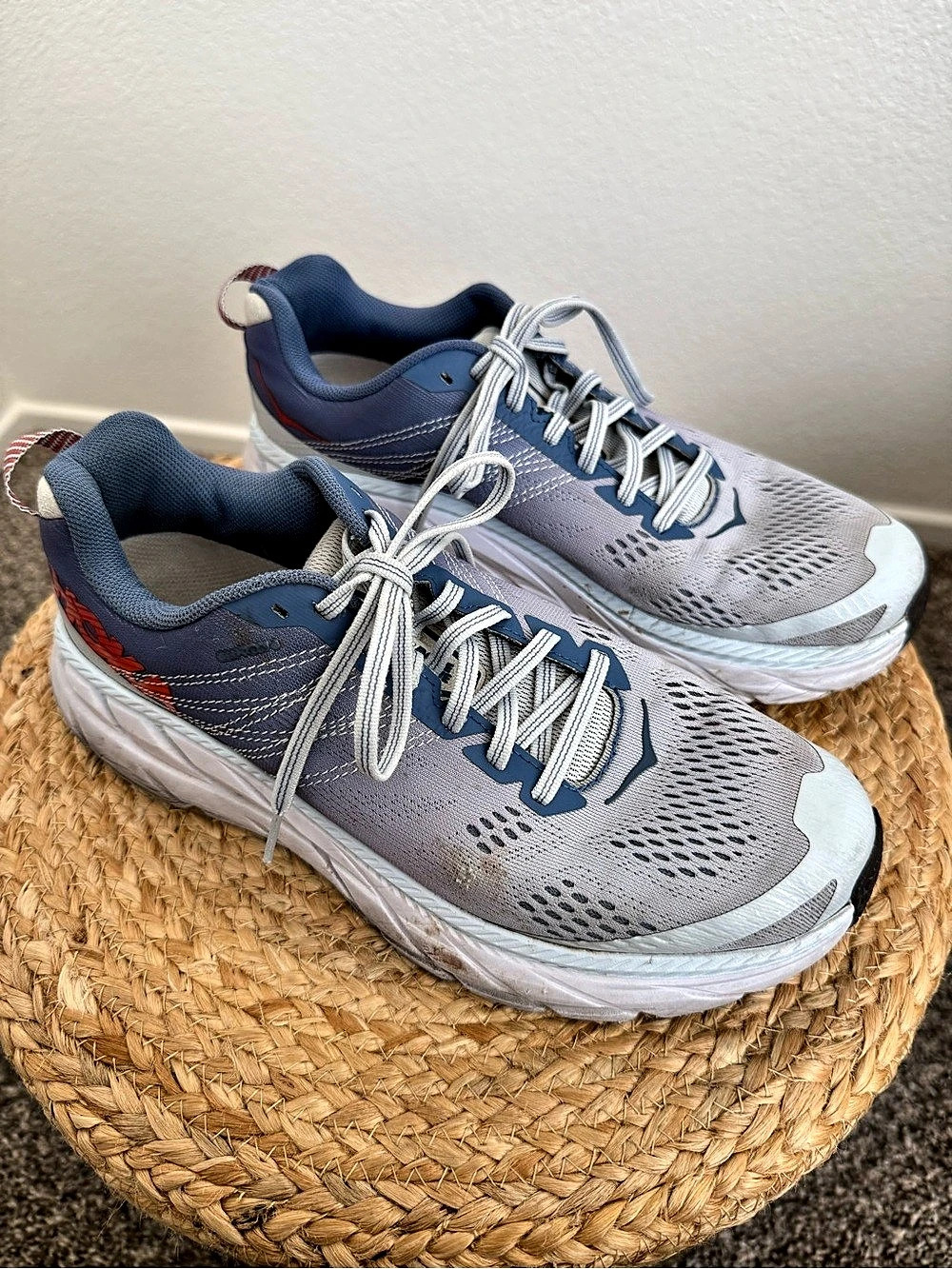 HOKA ONE Clifton 6 Women's Athletic Shoes Blue & Gray US 8.5